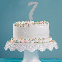 Creative Converting 335047 Silver Glitter 7 inch Cake Topper
