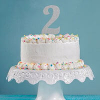 Creative Converting 335042 Silver Glitter 2 inch Cake Topper