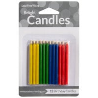 Creative Converting 100043 Assorted Color Solid Relight Candle - 12/Pack