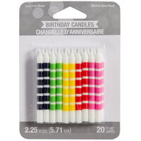 Creative Converting 104211 Assorted Color Striped Candles - 20/Pack