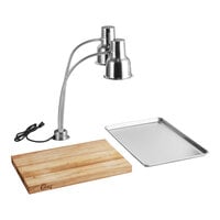 Avantco Carving Station Kit with 24" Dual Arm Heat Lamp, Cutting Board, and Drip Pan - 120V, 500W