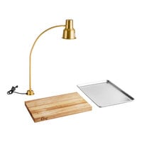 Avantco Carving Station Kit with 39" Gold Heat Lamp, Cutting Board, and Drip Pan - 120V, 250W