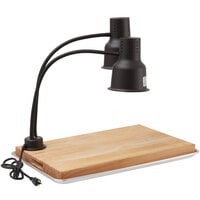 Avantco Carving Station Kit with 24" Black Dual Arm Heat Lamp, Cutting Board, and Drip Pan- 120V, 500W