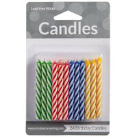Creative Converting 10411LX Assorted Primary Color Spiral Candles - 24/Pack