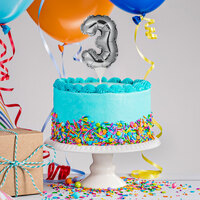 Creative Converting 337513 9 inch Silver 3 inch Balloon Cake Topper