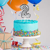 Creative Converting 337514 9 inch Silver 2 inch Balloon Cake Topper