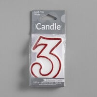 Creative Converting 080144033 3" Red Outlined "3" Candle