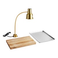 Avantco Carving Station Kit with 24" Gold Heat Lamp, Cutting Board, and Drip Pan- 120V, 250W