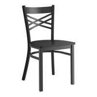Lancaster Table & Seating Black Finish Cross Back Chair with Black Wood Seat - Assembled