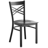 Lancaster Table & Seating Black Finish Cross Back Chair with Black Wood Seat