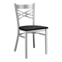 Lancaster Table & Seating Clear Coat Finish Cross Back Chair with Black Wood Seat