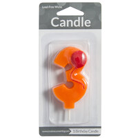 Creative Converting 104203 3 inch Orange 3 inch Birthday Candle with Red Balloon