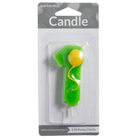 Creative Converting 104201 3 inch Green 1 inch Birthday Candle with Yellow Balloon