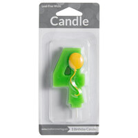 Creative Converting 104204 3 inch Green 4 inch Birthday Candle with Yellow Balloon