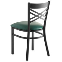 Lancaster Table & Seating Cross Back Black Chair with Green Vinyl Seat - Detached Seat