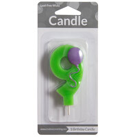 Creative Converting 104209 3 inch Green 9 inch Birthday Candle with Purple Balloon