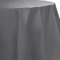 Creative Converting 339644 82 inch Glamour Gray OctyRound Disposable Plastic Table Cover - 12/Case