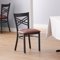 Lancaster Table & Seating Cross Back Black Chair with Burgundy Vinyl Seat - Detached Seat