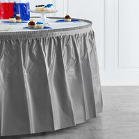 Creative Converting 339643 14' x 29 inch Glamour Gray Plastic Table Skirt