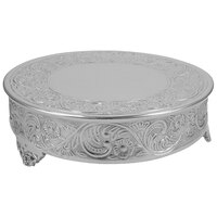 Tabletop Classics by Walco AC88524 23 1/2 inch Floral Nickel-Plated Round Cake Stand