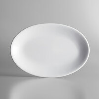 Acopa 11 3/4 inch x 8 inch Bright White Oval Coupe Stoneware Platter - 4/Pack