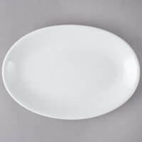 Acopa 13" x 10" Bright White Oval Coupe Stoneware Platter - 4/Pack