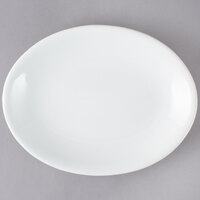 Acopa 9 3/4" x 7 1/2" Bright White Oval Coupe Stoneware Platter - 4/Pack