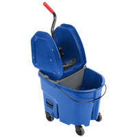 Rubbermaid WaveBrake® 35 Qt. Blue Mop Bucket with Down Press Wringer and Gray Dirty Water Bucket