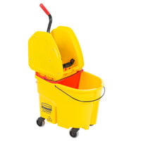 Rubbermaid WaveBrake® 35 Qt. Yellow Mop Bucket with Down Press Wringer and Red Dirty Water Bucket