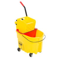 Rubbermaid WaveBrake® 35 Qt. Yellow Mop Bucket with Side Press Wringer and Red Dirty Water Bucket
