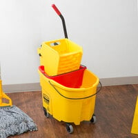 Rubbermaid WaveBrake® 35 Qt. Yellow Mop Bucket with Side Press Wringer and Red Dirty Water Bucket