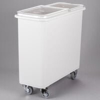 Cambro IBSF27148 26.7 Gallon / 425 Cup White Flat Top Mobile Ingredient Storage Bin with 2-Piece Sliding Lid