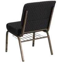 Flash Furniture FD-CH0221-4-GV-S0806-BAS-GG Black Dot Patterned 21 inch Extra Wide Church Chair with Communion Cup Book Rack - Gold Vein Frame