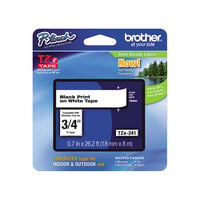 Brother TZE241 3/4" Black on White Standard Adhesive Laminated Labeling Tape