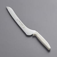 Dexter-Russell 13583 Sani-Safe 9" White Handle Scalloped Offset Bread and Sandwich Knife