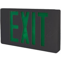Lavex Industrial Universal Black Exit Sign with Green Lettering and Battery Backup