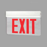 Lavex Industrial New York City Approved Single Face Aluminum Exit Sign with Red LED Lettering and Edge Lighting (AC Only) - 120/277V