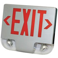 Lavex Industrial Single Face Aluminum Exit Sign and Emergency Light Combination with Red Lettering and Battery Backup