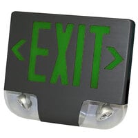 Lavex Industrial Double Face Black Exit Sign and Emergency Light Combination with Green Lettering and Battery Backup