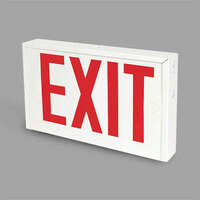 Lavex Industrial New York City Approved Universal Heavy-Duty White Steel Exit Sign with Red Lettering and Battery Backup - 120/277V