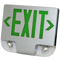 Lavex Industrial Double Face Aluminum Exit Sign and Emergency Light Combination with Green Lettering and Battery Backup