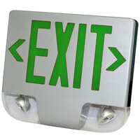 Lavex Industrial Single Face Aluminum Remote Capable Exit Sign and Emergency Light Combination with Green Lettering and Battery Backup