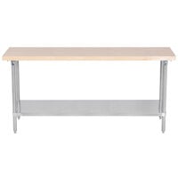 Advance Tabco H2S-246 Wood Top Work Table with Stainless Steel Base and Undershelf - 24 inch x 72 inch