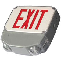 Lavex Industrial Single Face Wet Location Cold Weather Remote Capable White LED Exit Sign / Emergency Light Combination with Red Lettering and Battery Backup