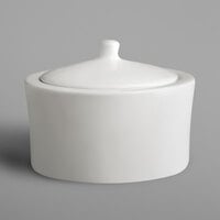 RAK Porcelain FDSU22 Fine Dine 7.5 oz. Ivory Porcelain Sugar Bowl and Lid - 6/Case