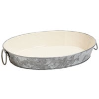 GET GT-108-GG/IV 10 inch x 8 inch Oval Galvanized Tray with Handles