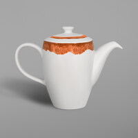 RAK Porcelain WDCLCP35CO Woodart 11.9 oz. Cedar Orange Porcelain Coffee Pot and Lid - 4/Case