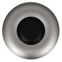 RAK Porcelain MFFDGD29SB Metal Fusion 11 7/16 inch Silver / Black Porcelain Gourmet Deep Plate - 6/Case
