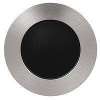 RAK Porcelain MFEVFP33SB Metal Fusion 13 inch Silver / Black Embossed Porcelain Flat Plate - 6/Case