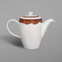 RAK Porcelain WDCLCP35WB Woodart 11.9 oz. Walnut Brown Porcelain Coffee Pot and Lid - 4/Case